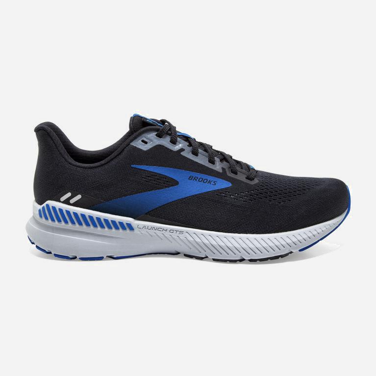 Brooks Launch Gts 8 NZ - Men's Energy Return Road Running Shoes - Black/Grey/Blue (45297-HKUF)